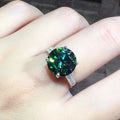 Fashion 925 Silver 3 Carat Brilliant Cut Pass Diamond Test Sparkling Green Moissanite Wedding Ring for Women Gift Fine Jewelry