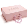 Custom Embossing Logo Low MOQ Hot Fancy Mailer Box Pink Flat Luxury Magnetic Folding Storage Paper Shipping Gift Box With Ribbon