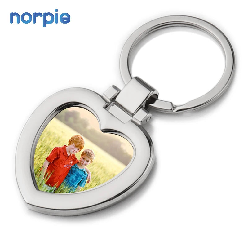 Novel Design Accept Customization Heart-shape Sublimation Metal Photo Keychain