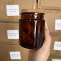 200ml 8oz Amber Green clear Bottle Glass Candle Jar with Cork Lid Candle Vessel on Sale