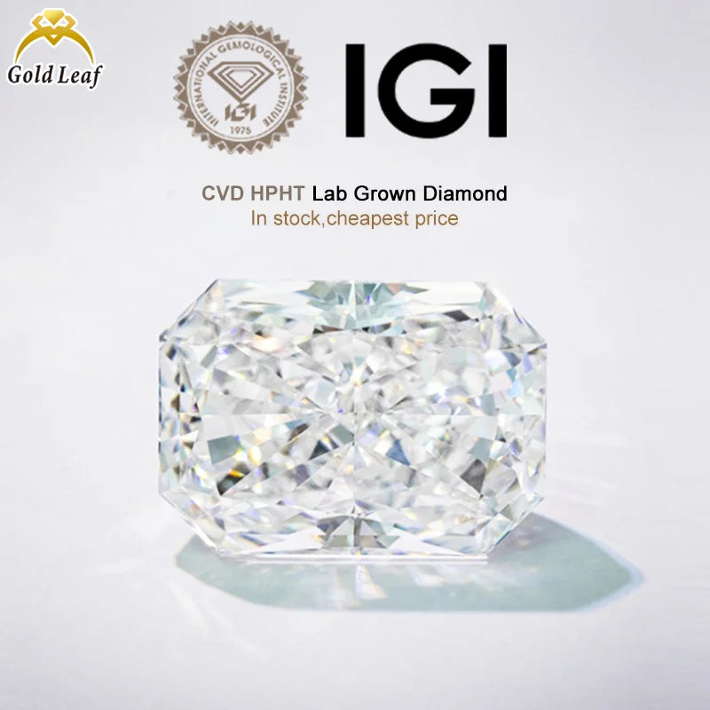 Goldleaf Diamond IGI Certified 1-3ct VVS Radiant Cut HPHT CVD Loose Diamonds Lab Grown Diamond