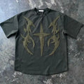 Customize Heavy Tshirt Patchwork Graphic Distressed Oversized Vintage Cotton Boxy Tee T Shirt Embroidered Patch T-shirt Men