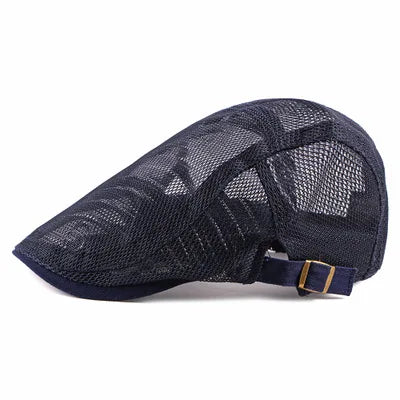 Summer New Casual Fashion Hat Hollow Mesh Beret Breathable Lightweight Plate Front Cap