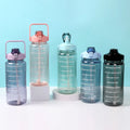 2l Fitness Sports Clear Plastic Drinking Bottle BPA Free Gym Motivational Water Bottle with Time Marker and Straw