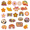 Iron on Embroidery Sun Flower Peace Sign  Patch for  Clothes Hat Decoration
