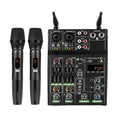Depusheng UF4-M Professional Portable Mini Audio Mixer Equipped with 2 Wireless Microphone