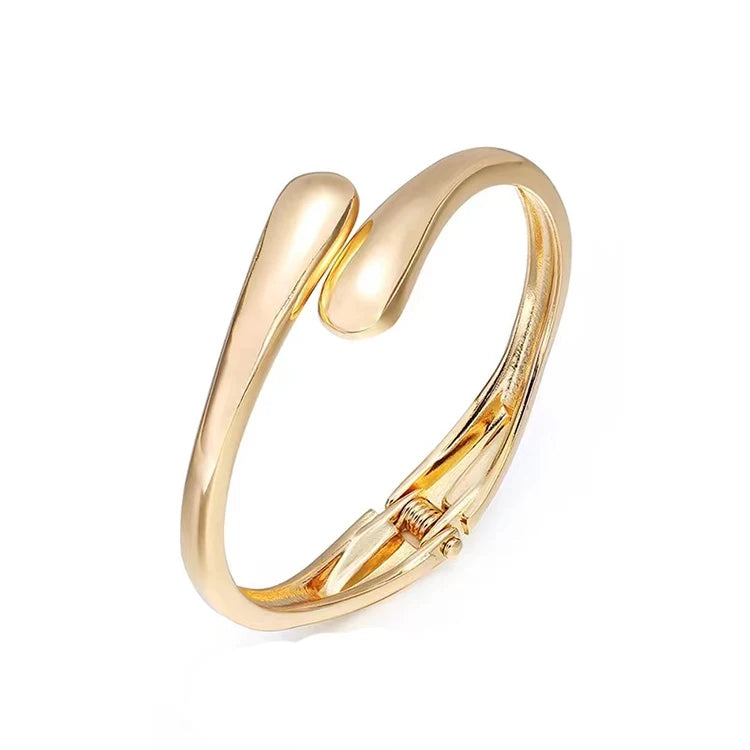 Simple Unisex Gold/Silver Plated Zinc Alloy Punk Style Cuff Bracelet for Couples Friendship Jewelry Wristband-Anniversary