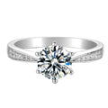 Hot Sale Silver Plated Claw Setting Geometric Ring Bridal Shiny Cubic Zirconia CZ Round Ring Women Wedding Jewelry