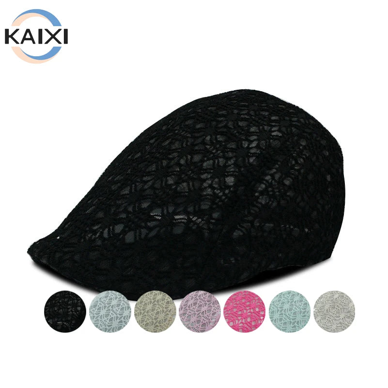 Korean Summer Mesh Beret Men's and Women's Summer Duck Hat Couple Hat Women's Hollow Breathable Sun Hat Beret