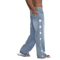 2024 New Designs Loose Fit Jeans for Men Quality Denim Straightjeans Men Side Star Prints Designer Jeans