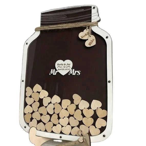 Bamboo Wood Wedding Guest Book with Engraved Signage Elegant Cover for Your Special Day