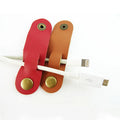 Fashion Logo Earphone Leather Cable Ties USB Charger Wire Cord Clips Desk Organizer Winder Wrap Straps Headphone Holder Office
