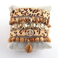 Women Jewelry Elastic Natural Chip Stone Glass Crystal Pave Bracelets Leopard Horsetail Bangle Stretch Peace Stack Bracelet Set