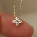 Lucky Four-leaf Clover S925 Sterling Silver Necklace Flash Diamond Clavicle Chain Flower Pendant Necklace Female