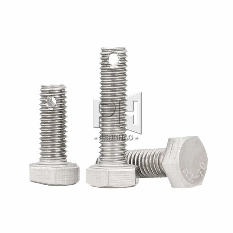 M8 M10 M12 M14 M16 60mm 70mm 80mm 90mm 100mm OEM 304 Stainless Steel Screw GB31.1 Hexagon Bolt With Split Pin Hole on Shank