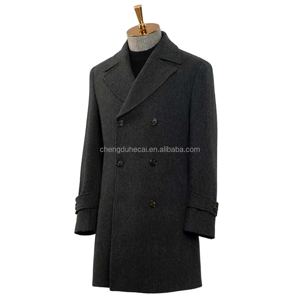 HARCHOY Latest Design Single Breasted Slim Suit Men Custom Bespoke Tailor Dark Gray Wool Fabric Breathable Hand Embroidery