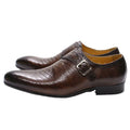 Snake Grain Leather Footwear Brown Black Single Shoe Rubber Sole Wedding Party Men Dress Shoes