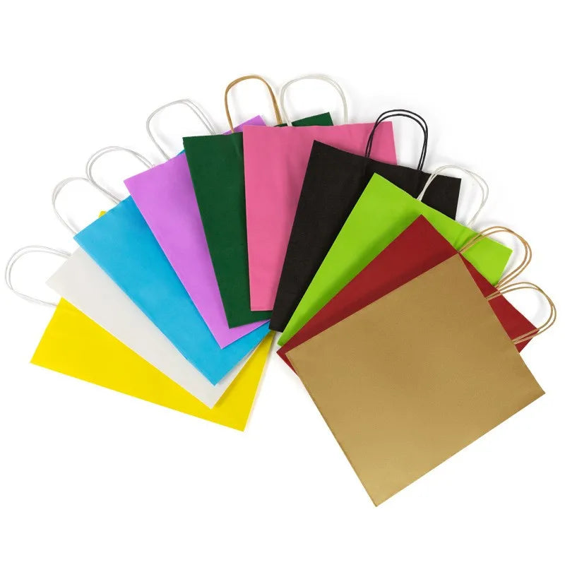 Wholesale Custom Classic Biodegradable Recyclable Small Brown Kraft Paper Bags Twisted Handles Screen Printing Exhibition