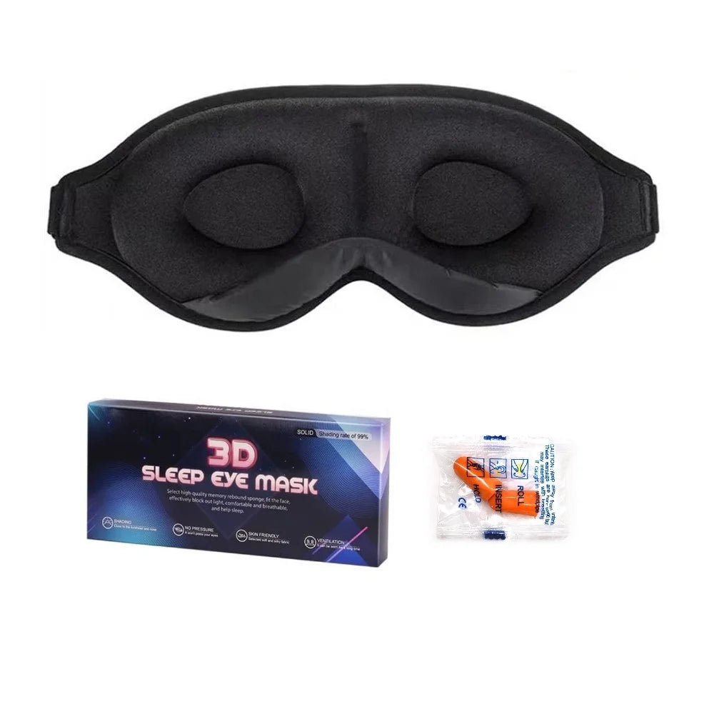 Hot Selling 3d Eye Mask Sleeping with Nose Pad for Night Shift Workers Comfortable Meditation Blindfold Travel Eye Cover Earplug