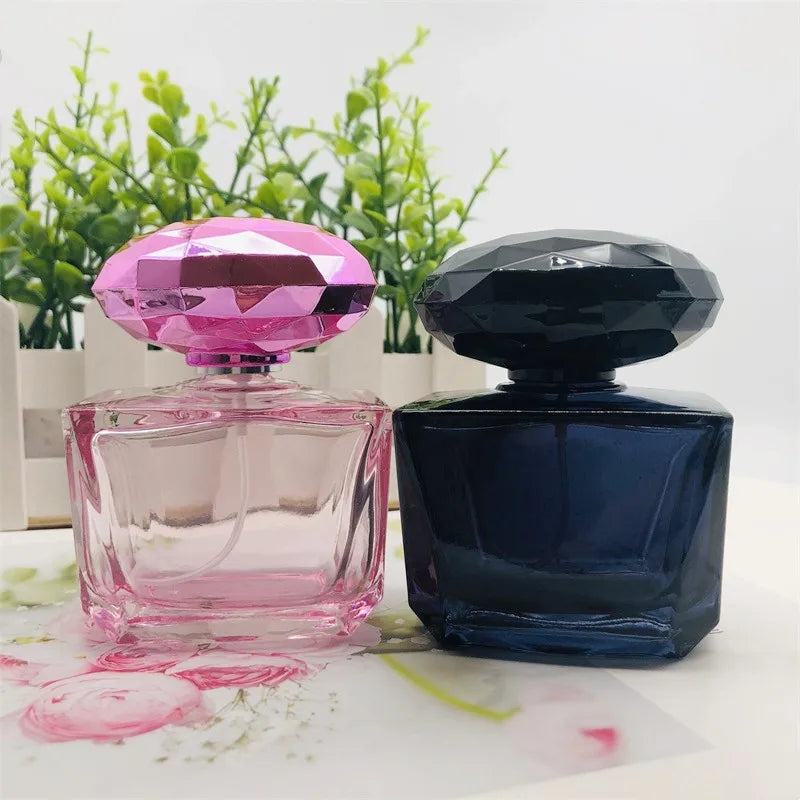 Wholesale Luxury 30ml 50ml square Spray Cap Empty Refill Glass Bottle Perfume Bottle Packing