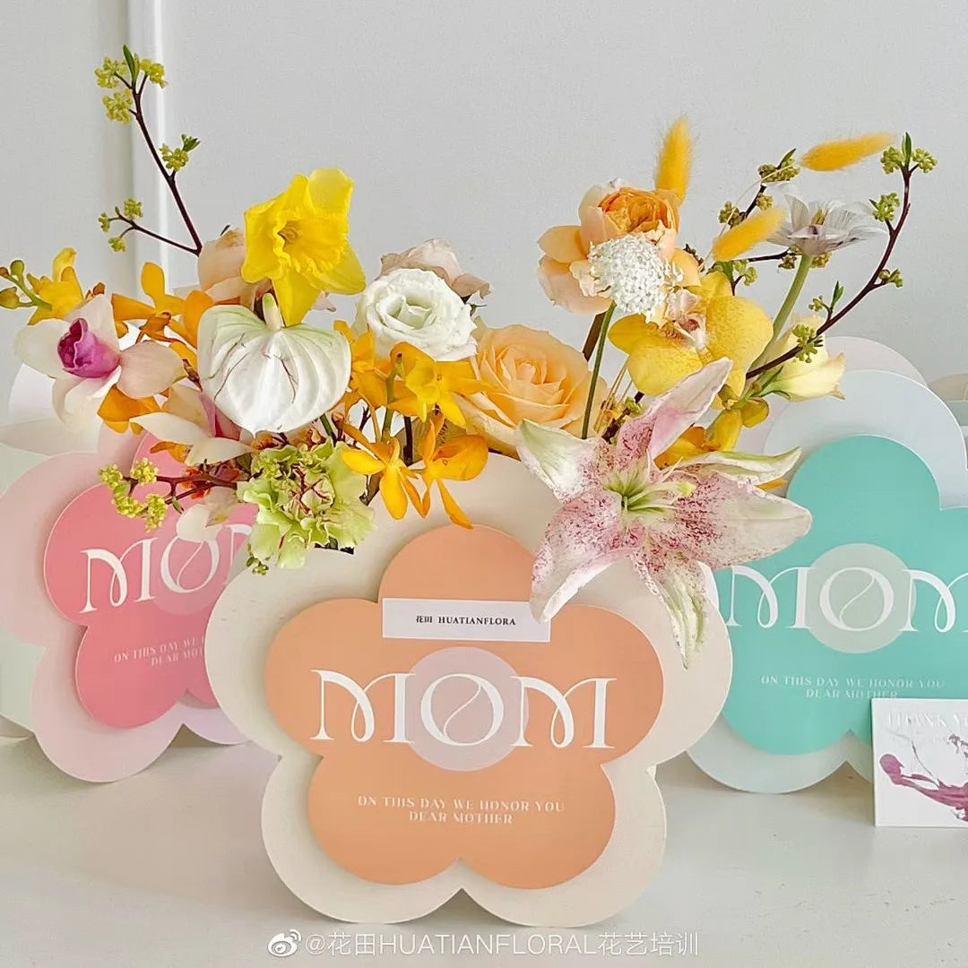 Irregular Design Mother's Day Portable Flower Box Flower Arrangement Box Gift Wrapping Paper Boxes
