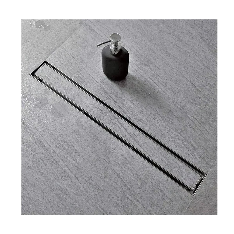 Linear Shower Drain Pipe 24 Inches with Tile Insert Grille Detachable Hidden Cover 304 Stainless Steel Rectangular Floor Drain