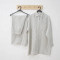 Premium Luxury Custom White Striped  100% Linen Pajamas Set for Men Pure Linen Shirt and Pants Linen Leisurewear