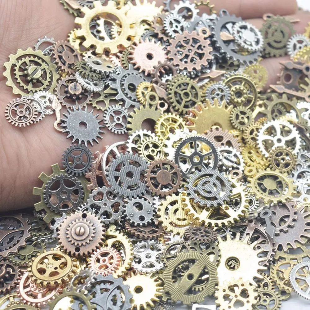 200 Gram Antique Metal Steampunk Gears Solid Charms DIY Craft Pendant Clock Watch Wheel Gear Cog for Jewelry Making