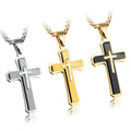 Top Quality Stainless Steel Gold Cross Pendant 3 Layers Jesus Mens Cross Necklace Pendant Hot Sell Prayer Church Jewelry