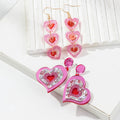 New 2025 Valentine's Day Earrings Jewelry Holiday Romantic Pink Glitter Heart Tassel Long Acrylic Dangling Earrings for Women