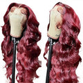 13x4 99J Burgundy Body Wave Brazilian Hair Lace Front Wigs Human Hair 180% Density HD Transparent for Lace Pre Plucked