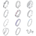 Wholesale Customization 925 Sterling Silver Blue Simple Finger Ring Stackable Eternity Bands for Women Gift Platinum Plated Fine