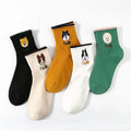 Wholesale Bulk Korean Cute Dog Breed Socks Casual Dog Lover Ribbed Cotton Socks for Women