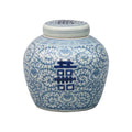Double Happiness Pattern Pickles Peanut Storage Blue and White Porcelain Ceramic Jars With Lid Home Decoration Jar