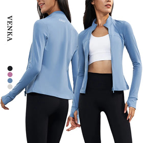 2024 Ladies Gym Jacket Heated Feature Thick Nylon Woven Long Sleeve Autumn Winter Stand Collar Solid Full Zipper New Design