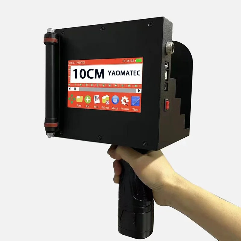 YAOMATEC 10CM Handy Inkjet Printer Logo QR Bar Code Carton Wood Big Size Industrial Handheld Manual Printer