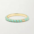 LOZRUNVE Custom Dainty Stacking Gold Neon Enamel Ring Silver 925