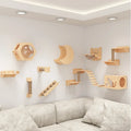 Eco-friendly Wooden Floating Cat Wall Shelves Hammock and Perches Wall Mounted Furniture Scratcher