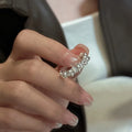 100% 925 Sterling Silver Geometric Gradient Big Small Bead Open Ring for Women Party Jewelry