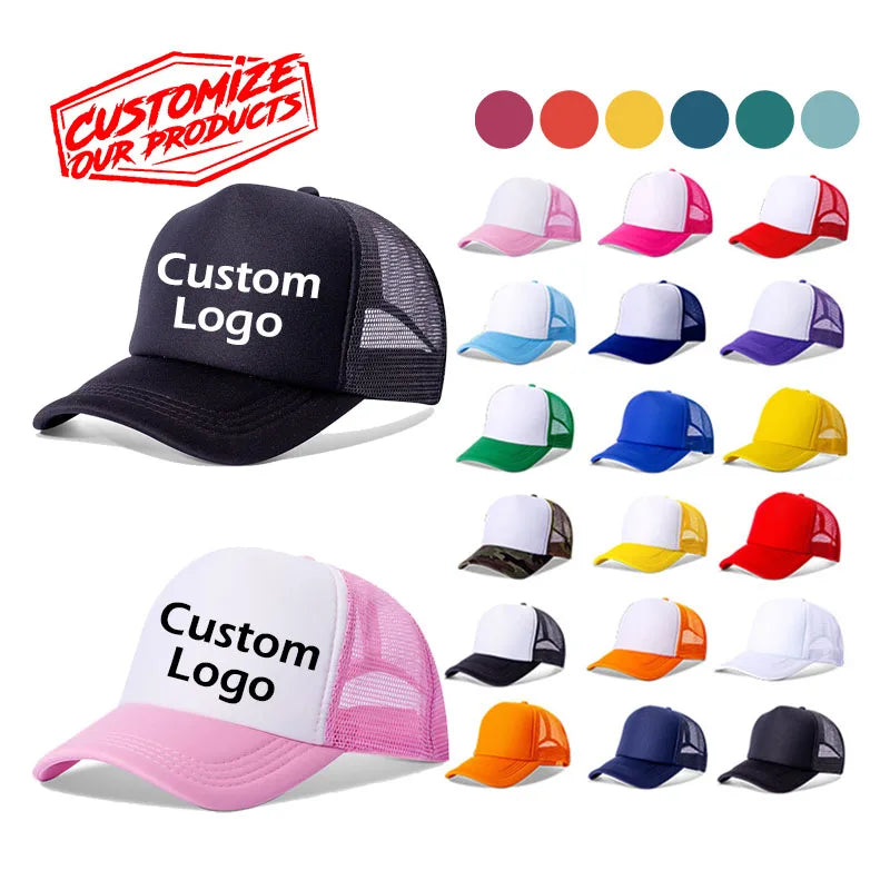 Factory Wholesale Summer Outdoor Sports Adult 5 Panel Custom Printing Embroidery Foam Mesh Trucker Hat