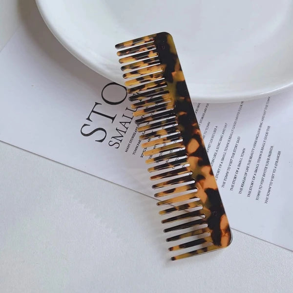 Wholesale Leopard Marble Korean Stylish Wide Tooth Detangler Cellulose Acetate Hair Comb