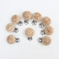 Crafts and DIY Customizable 30mm Eco-Friendly Round Beech Wood Laser Engraved Stainless Steel Clip with DIY Accessories