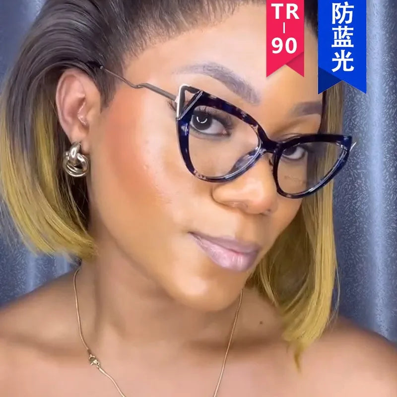 Wholesale Yiwu Latest Trend Women Triangle Cat Eye Optical Glasses Frame Eyewear Computer Blue Light Blocking Glasses for Men