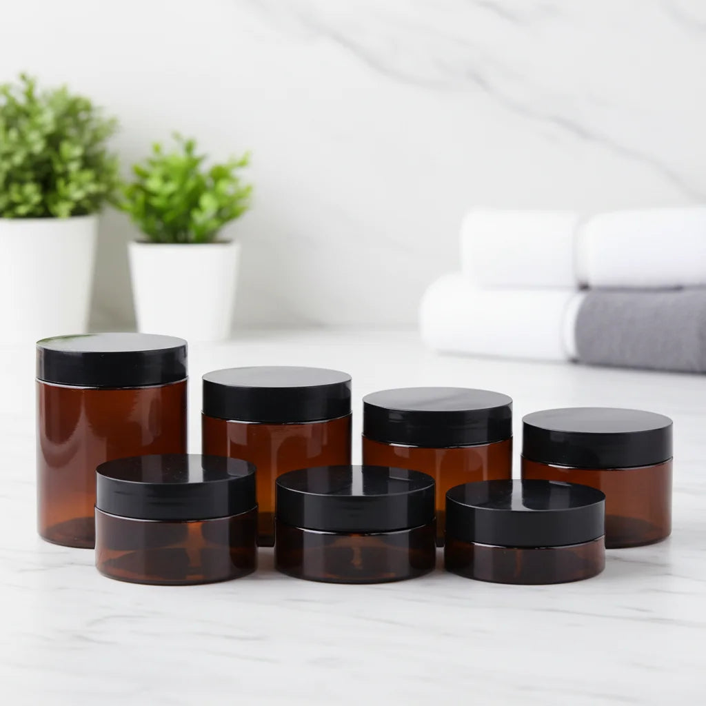 50ml 3 oz 4oz 6 oz 8 oz Food Grade Clear Frosted Dark Amber PET Plastic Jar Lid for Candy Canned Food Cookie Chocolate Storage