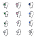 925 Sterling Silver 5A CZ Adjustable Fidget Spinner Rotating Rhodium Plated Detachable Detachable Swivel Ring for Women