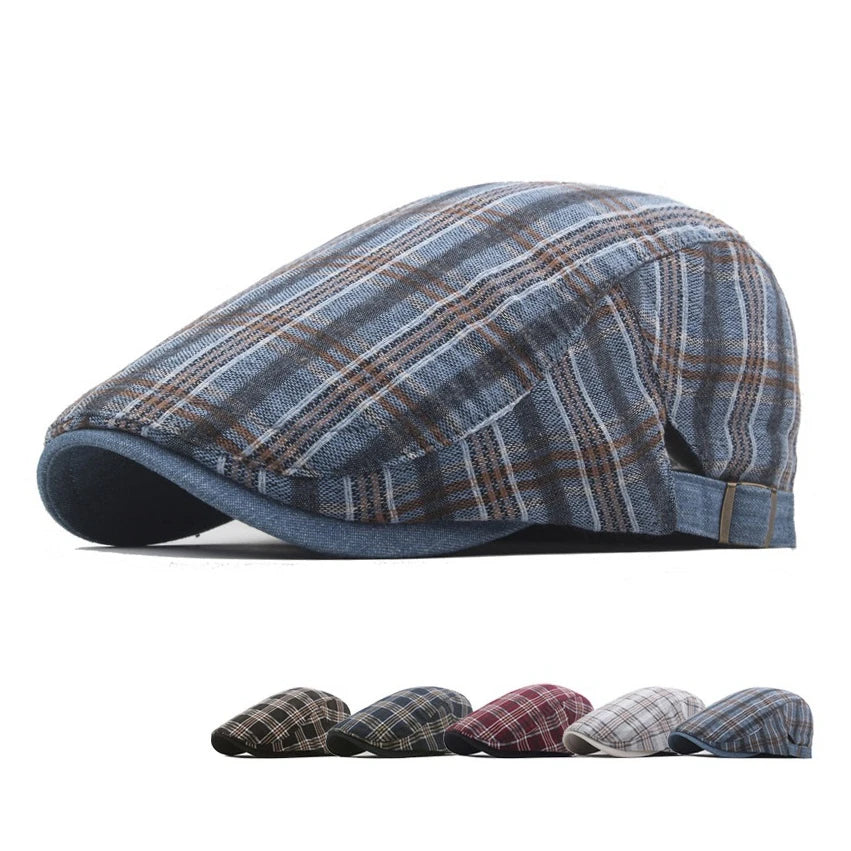 Wholesale Summer Women & Men Classic Vintage Checked Newsboy Hat Ivy Gatsby Hats With Adjustable Metal Buckle