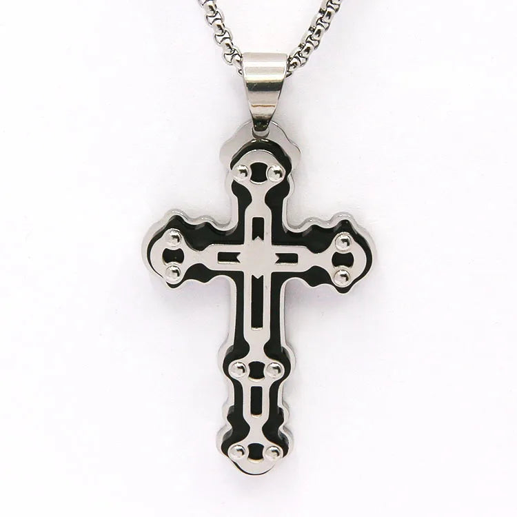 SCP060 School Fundraiser Church China Factory 316l Stainless Steel Jewelry Stainless Steel Pendant Lords Prayer Cross Necklace