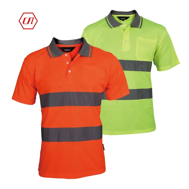 EN 20471 Class 2 Safety Clothing Polo Shirt Reflective Construction Hi-vis Work Wear T Shirts