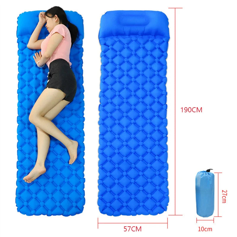 Waterproof Ultra-Light EVA/Nylon Durable Portable Inflatable Mattress Built-in Inflator Pump Hiking Tent Air Cushion Sleeping
