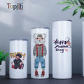 Topjlh 15/20/30oz Straight Stainless Steel Tumbler with Straw Insulated Leakproof Lid Custom Sublimation Cup